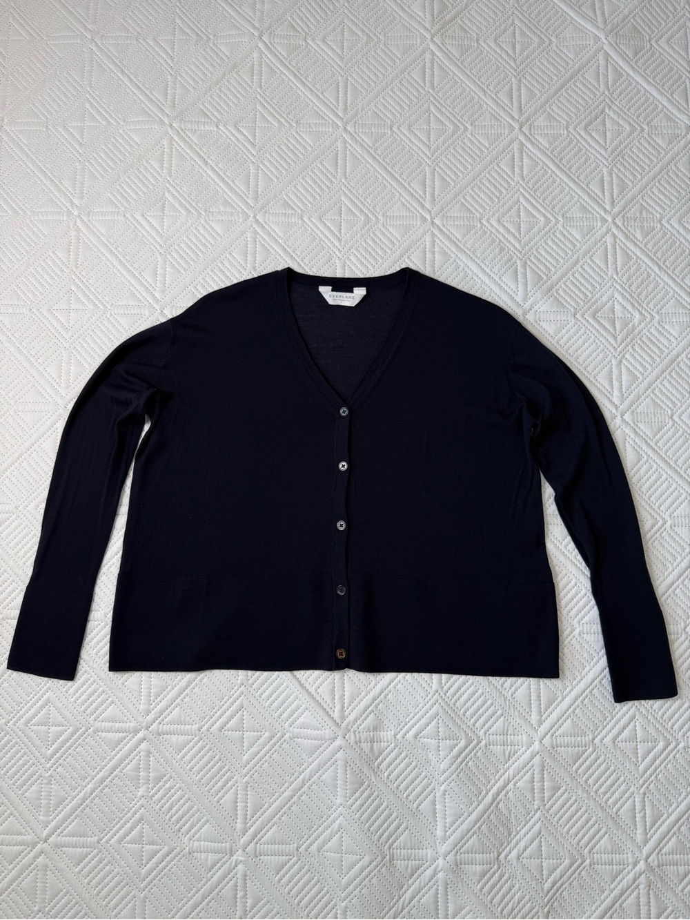 Everlane V-Neck Wool Cardigan Size S Navy